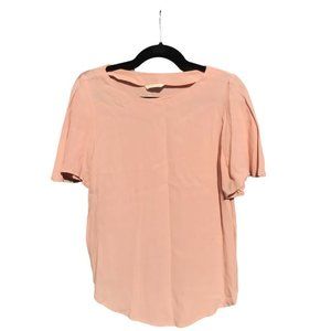 [H&M] Blush Pink Jewel Neckline Short Sleeve Blouse Women's Size 8/M